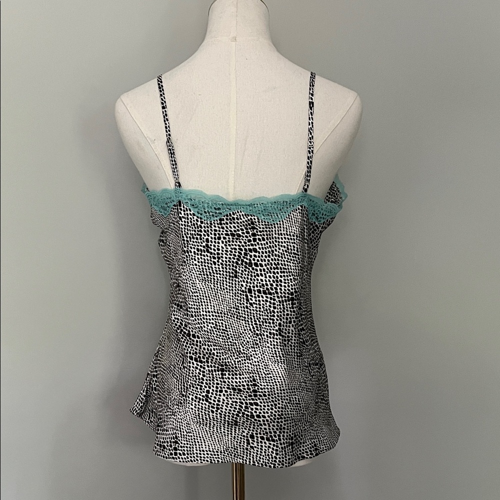 Nicole by Nicole Miller Black and White Cami with Teal Lace - Picture 3 of 7